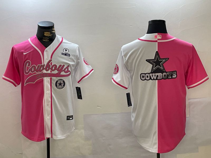 Men Dallas Cowboys Blank white pink Joint Name 2024 Nike Limited NFL Jersey style 1